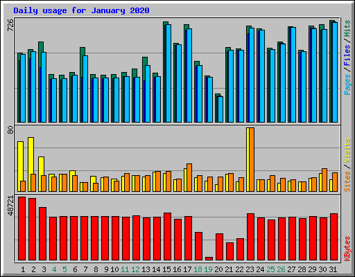 Daily usage for January 2020